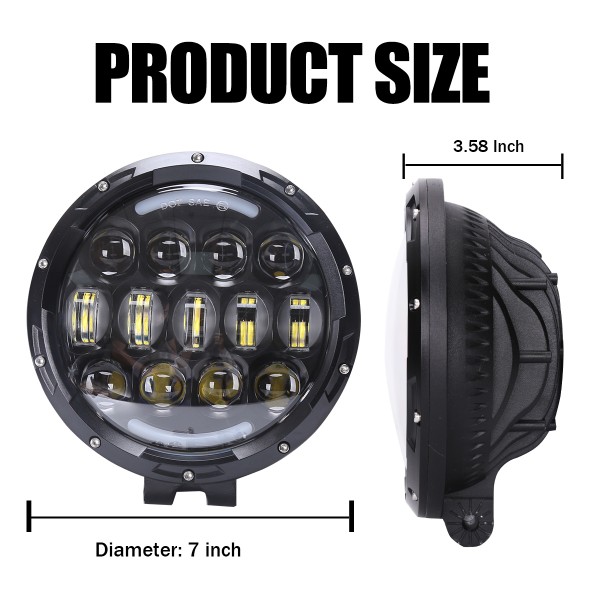 LED Work Lights, 7 Inch 105W Round Spot LED Pods Light Bar High/Low Beam DRL with Adjustable Mounting Bracket for Jeep Wrangler Off Road 4WD Truck Tractor SUV UTV ATV Driving Lamp, 2 PCS